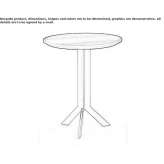 Round stainless steel and wood coffee table with 3-star base Cazilhac