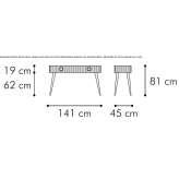 Prostokątny drewniany stolik konsolowy z szufladami Momence