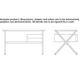 Glass and steel desk with wooden drawers Fayette
