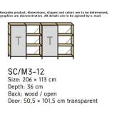 Aluminum and wood storage cabinet with glass doors Vianne