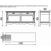 Solid wood TV cabinet with drawers Akumal