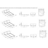 Podwójne łóżko materiałowe z regulowanym zagłówkiem Colugna