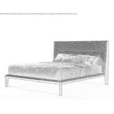 Wooden double bed with upholstered headboard Bludenz