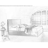 Fabric double bed Traganon