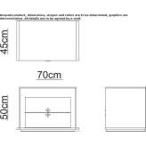 Rectangular bedside table in glass and wood veneer with drawers Debow