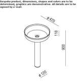 Freestanding round washbasin in stainless steel Bluffton