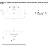 Rectangular ceramic wall washbasin with integrated countertop Mamantel