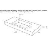 Prostokątna, pojedyncza umywalka z kamionki porcelanowej, montowana do ściany Kudepsta