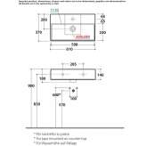 Globothin® single rectangular washbasin Sertania