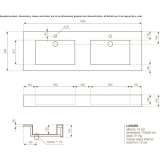 Double rectangular wall-mounted washbasin in porcelain stoneware Rushden