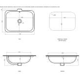 Rectangular ceramic washbasin, concealed Theale