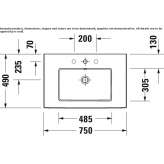 Rectangular ceramic washbasin with overflow Truckee