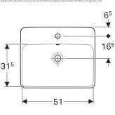 Rectangular recessed washbasin with overflow Plavinas