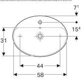 Oval countertop washbasin made of porcelain stoneware with overflow Plavinas