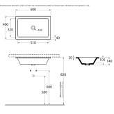 Built-in rectangular ceramic washbasin Radkow