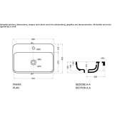 Prostokątna umywalka ceramiczna z przelewem Cosseria