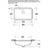 Rectangular ceramic washbasin, concealed Rude