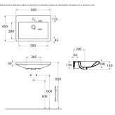 Rectangular ceramic washbasin mounted to the wall Radkow