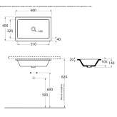 Rectangular ceramic washbasin, concealed Radkow