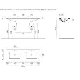 Podwójna umywalka ceramiczna wpuszczana Riebini