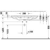 Rectangular recessed washbasin with integrated countertop Beuna