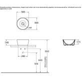 Ceramic countertop washbasin, round, single Sacama