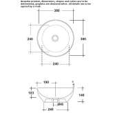 Round ceramic washbasin, countertop Rude