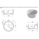 Round ceramic countertop washbasin with overflow Rude