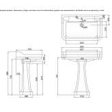 Edwardian washbasin 61 cm with standard plinth Canar