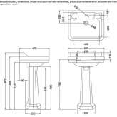 Vitreous China rectangular washbasin with pedestal Schitu