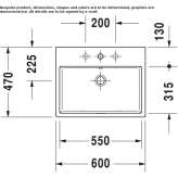 Rectangular countertop washbasin with overflow Vokhaiko