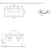 Double ceramic washbasin with overflow Neponsit