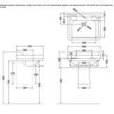 Rectangular semi-pedestal washbasin made of porcelain glass Schitu