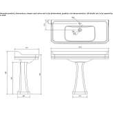 Vitreous China rectangular single pedestal washbasin Schitu