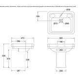 Rectangular semi-pedestal washbasin made of porcelain glass Minorca