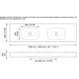 Podwójna okrągła umywalka ścienna Solid Surface Burglen