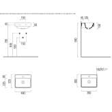 Rectangular wall-mounted ceramic washbasin with towel rack Exmouth