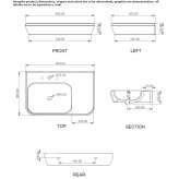 Rectangular single ceramic washbasin with integrated countertop Izimsa