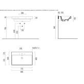 Rectangular ceramic washbasin with a towel rack Exmouth