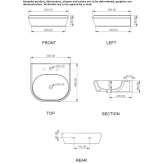 Single oval ceramic washbasin Izimsa