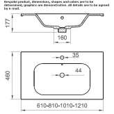 Built-in single sink in cultured marble Plumelin