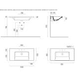 Rectangular single ceramic washbasin with towel rail Besleney