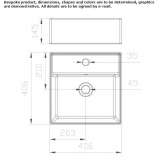 Square ceramic washbasin, countertop Kosmach