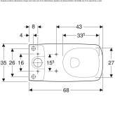 Back to the wall. Glass Chinese toilet mounted on the floor Galati