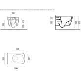 Rear-hung ceramic toilet, rimless Exmouth