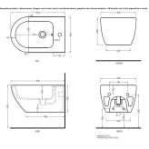 Ceramic wall bidet with overflow Theale