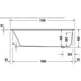 Rectangular built-in acrylic bathtub Pradillo