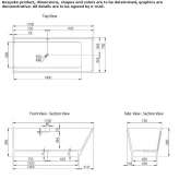 Asymmetrical rectangular bathtub made of stone resin Leoti