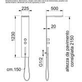 Thermostatic stainless steel shower panel with diverter Polva