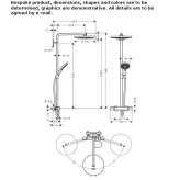 Thermostatic shower panel made of chrome-plated brass, mounted on the wall Quintero